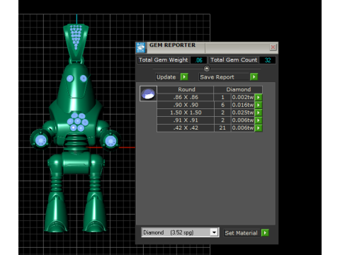 GOLDEN ROBOT DIAMOND PENDANT 3D PRINTABLE MODEL 3D Print Model