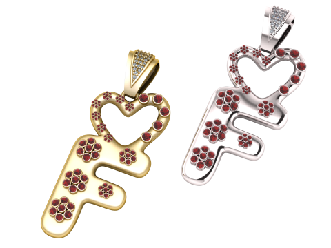 ALPHABET F HEART PENDANT 3D PRINTABLE MODEL 3D 프린트 모델