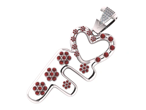 ALPHABET F HEART PENDANT 3D PRINTABLE MODEL 3D Print Model