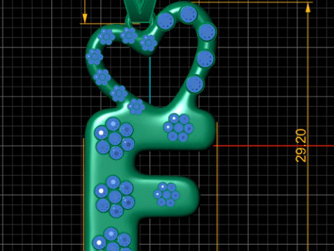 ALPHABET F HEART PENDANT 3D PRINTABLE MODEL 3D Print Model