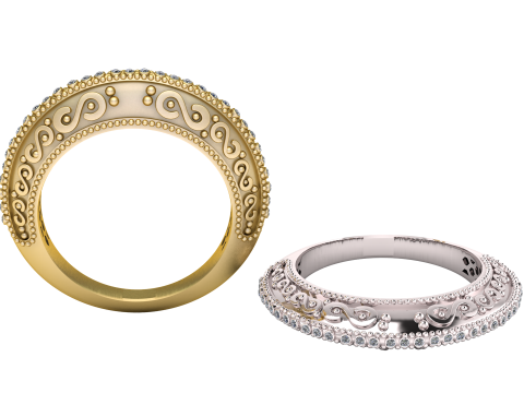 LUXURY ANTIQUE RING 3D PRINTABLE MODEL Modèles 3D en vedette