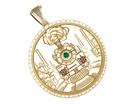 铁路列车硬币吊坠 3D 可打印模型 3D 打印模型