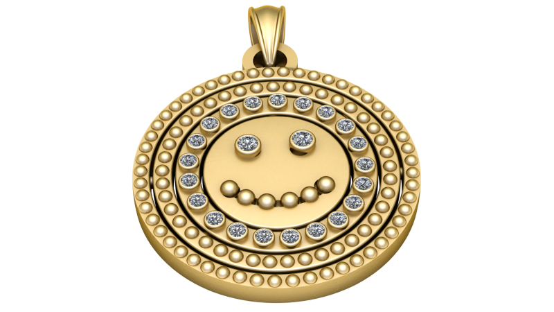 SMILY FACE COIN PENDANT 3D PRINTABLE MODEL Model Cetak 3D .c4d .max .obj .3ds .fbx .stl .blend