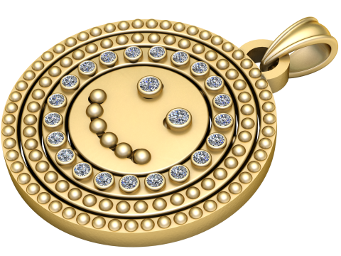 SMILY FACE COIN PENDANT 3D PRINTABLE MODEL Model Cetak 3D