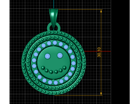 SMILY FACE COIN PENDANT 3D PRINTABLE MODEL Model Cetak 3D