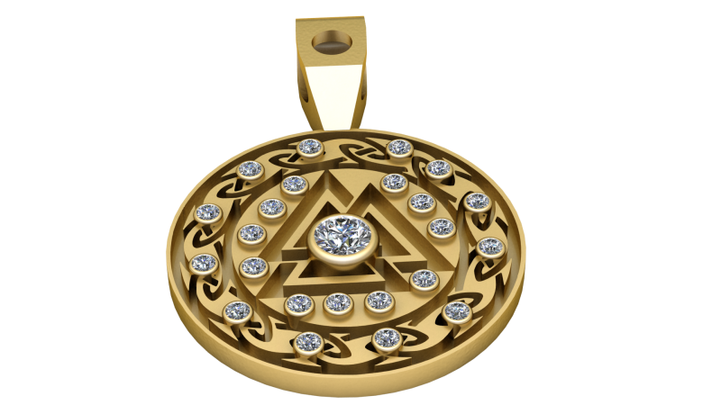 TRIANGLE DESIGN COIN PENDANT 3D PRINTABLE MODEL Model Cetak 3D .c4d .max .obj .3ds .fbx .stl .blend 