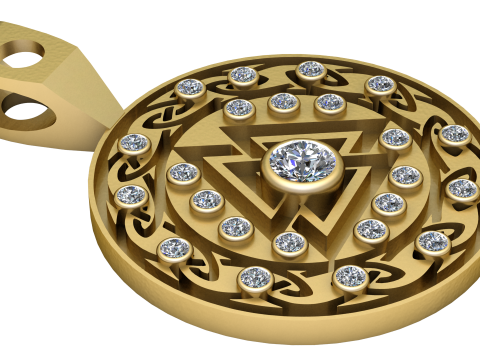 TRIANGLE DESIGN COIN PENDANT 3D PRINTABLE MODEL Model Cetak 3D