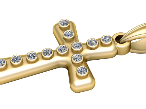 CHRIST DIAMOND CROSS PENDANT 3D PRINTABLE MODEL 3D Print Model