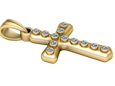 CHRIST DIAMOND CROSS PENDANT 3D PRINTABLE MODEL 3D Baskı Modeli