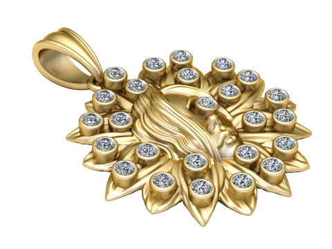LADY FACE SUNFLOWER STYLE PENDANT 3D PRINTABLE MODEL Modelo de Impressão 3D