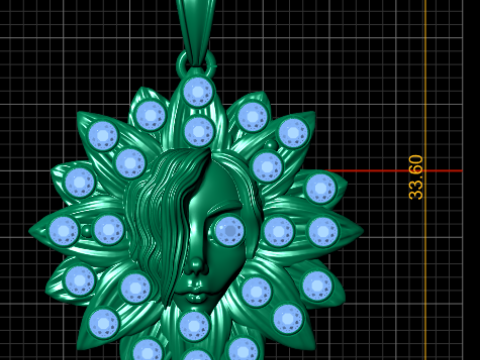 LADY FACE SUNFLOWER STYLE PENDANT 3D PRINTABLE MODEL Modelo de Impressão 3D