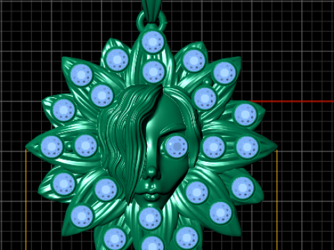 LADY FACE SUNFLOWER STYLE PENDANT 3D PRINTABLE MODEL Modelo de Impressão 3D