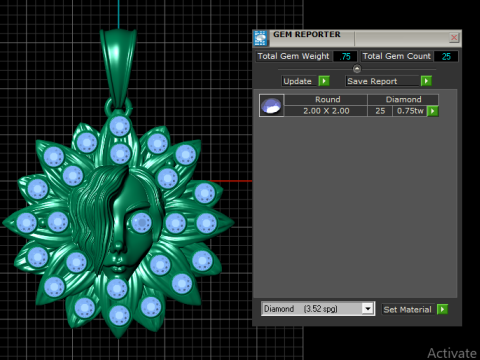 LADY FACE SUNFLOWER STYLE PENDANT 3D PRINTABLE MODEL Modelo de Impressão 3D