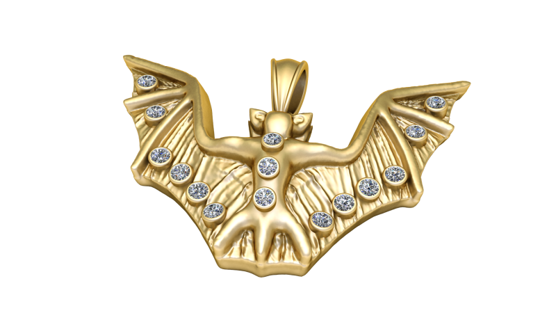 BAT ANIMAL GOLDEN PENDANT 3D PRINTABLE MODEL 3D Print Model .c4d .max .obj .3ds .fbx .stl .blend 