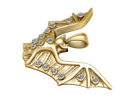 BAT ANIMAL GOLDEN PENDANT 3D PRINTABLE MODEL 3D Print Model
