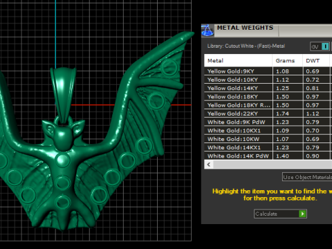 BAT ANIMAL GOLDEN PENDANT 3D PRINTABLE MODEL 3D Print Model