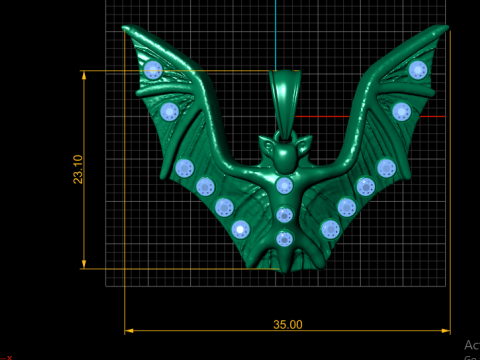 BAT ANIMAL GOLDEN PENDANT 3D PRINTABLE MODEL 3D Print Model