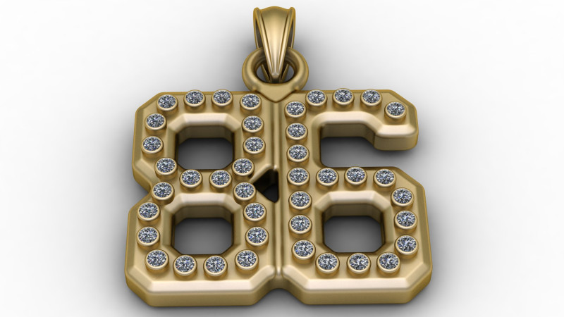 HIP HOP 86 NUMBER PENDANT 3D PRINTABLE MODEL Modelo de Impressão 3D .c4d .max .obj .3ds .fbx .stl .blend 