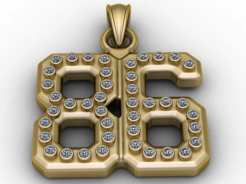 PENDENTE NUMERO HIP HOP 86 MODELLO STAMPABILE 3D Modello di stampa 3D