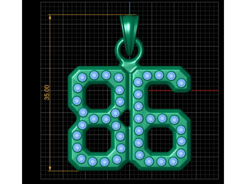 HIP HOP 86 NUMBER PENDANT 3D PRINTABLE MODEL Modelo de Impressão 3D