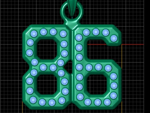HIP HOP 86 NUMBER PENDANT 3D PRINTABLE MODEL Modelo de Impressão 3D