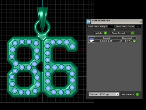 HIP HOP 86 NUMBER PENDANT 3D PRINTABLE MODEL Modelo de Impressão 3D