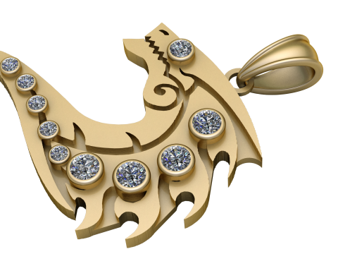 DANGEROUS FRAGON FACE PENDANT 3D PRINTABLE MODEL 3D-Druckmodell