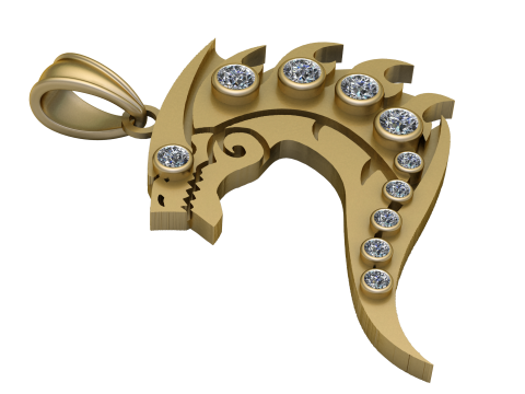 DANGEROUS FRAGON FACE PENDANT 3D PRINTABLE MODEL 3D-Druckmodell