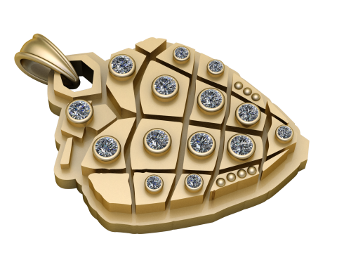 HEART SHAPE GRENADE PENDANT 3D PRINTABLE MODEL Modelo de Impressão 3D