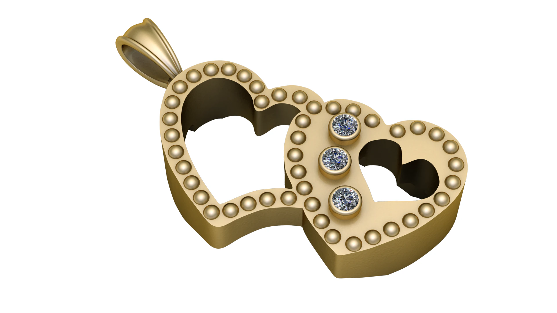 DOUBLE HEART SHAPE PENDANT 3D PRINTABLE MODEL 3D Print Model .c4d .max .obj .3ds .fbx .stl .blend