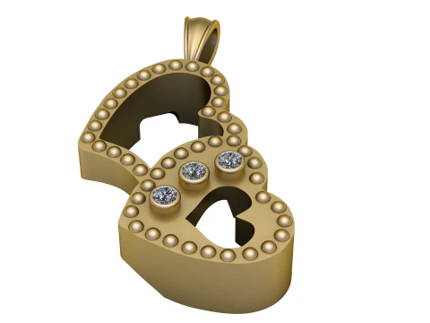 DOUBLE HEART SHAPE PENDANT 3D PRINTABLE MODEL 3D Print Model