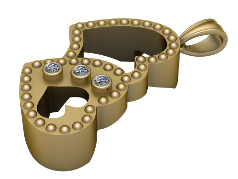 DOUBLE HEART SHAPE PENDANT 3D PRINTABLE MODEL Modello di stampa 3D