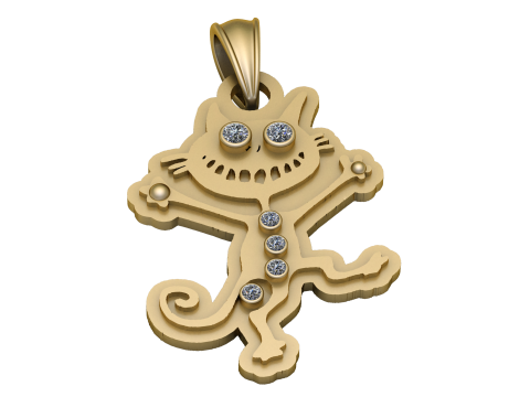 NAUGHTY CAT PENDANT 3D PRINTABLE MODEL 3D Baskı Modeli