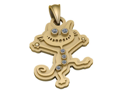 NAUGHTY CAT PENDANT 3D PRINTABLE MODEL 3D Print Model