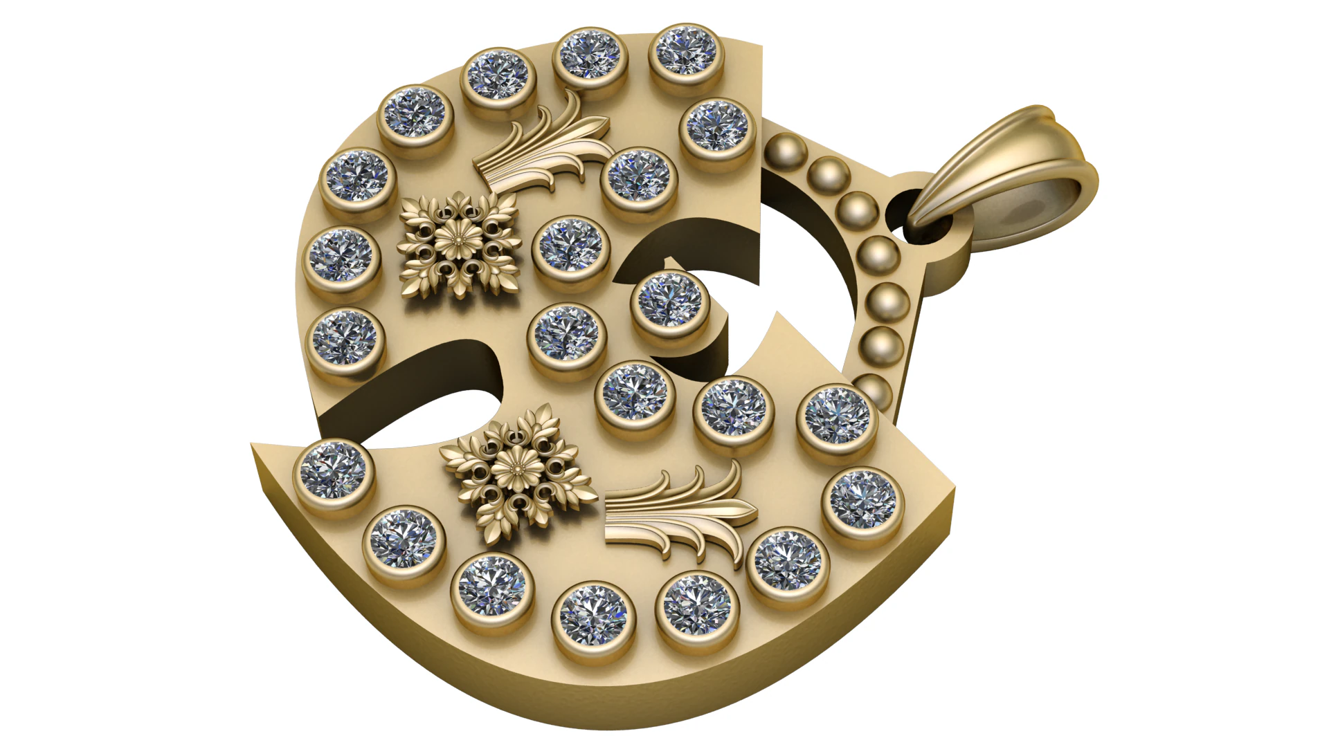 Iced out Rich PENDANT 3D PRINTABLE MODEL 3D Print Model .c4d .max .obj .3ds .fbx .stl .blend 