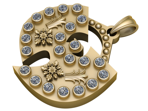 Iced out Rich PENDANT 3D PRINTABLE MODEL Modelo de Impressão 3D