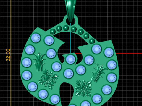 Iced out Rich PENDANT 3D PRINTABLE MODEL Modello di stampa 3D