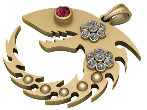 FISH NECKLACE PENDANT 3D PRINTABLE MODEL Model do druku 3D