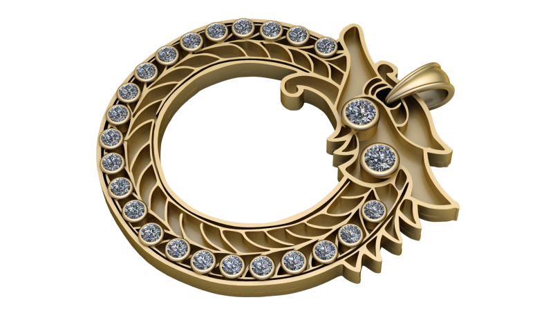 Golden Dragon PENDANT 3D PRINTABLE MODEL 3D Baskı Modeli .c4d .max .obj .3ds .fbx .stl .blend