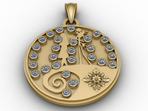 BEAUTIFULLY GOLD PENDANT 3D PRINTABLE MODEL 3D Print Model