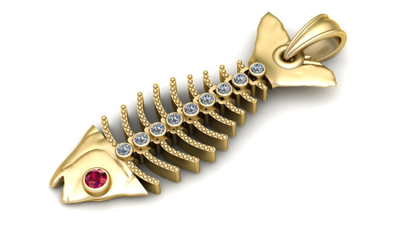 GOLD FISH PENDANT 3D PRINTABLE MODEL Modelo de Impressão 3D .c4d .max .obj .3ds .fbx .stl .blend 