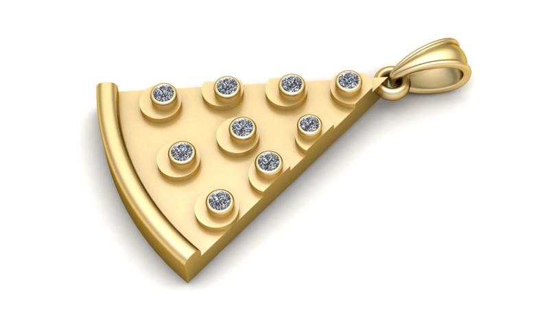 GOLD PIZZA NECKLACE PENDANT 3D PRINTABLE MODEL Model Cetak 3D .c4d .max .obj .3ds .fbx .stl .blend 