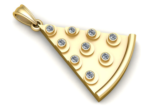 GOLD PIZZA NECKLACE PENDANT 3D PRINTABLE MODEL Model Cetak 3D