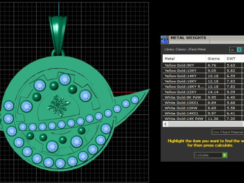 GOLD PLATTED PENDANT 3D PRINTABLE MODEL 3Dプリントモデル