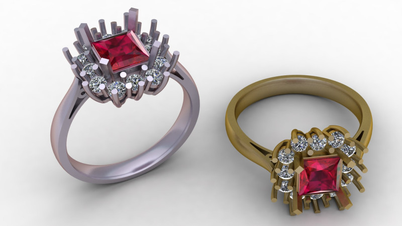 GLAMOROUS RUBY DIAMOND RING 3D PRINTABLE MODEL 3D 프린트 모델 .c4d .max .obj .3ds .fbx .stl .blend 