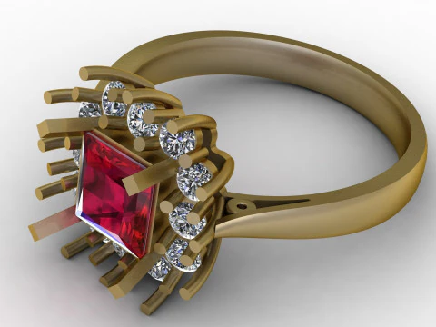 GLAMOROUS RUBY DIAMOND RING 3D PRINTABLE MODEL 3D Print Model