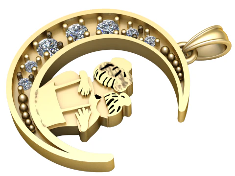 MODEL CETAK 3D LIONTIN SABIT MALAM Model cetak 3D Model Cetak 3D