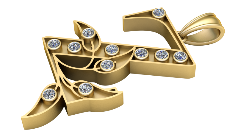 Letter Z Gold PENDANT 3D PRINTABLE MODEL 3D Baskı Modeli .c4d .max .obj .3ds .fbx .stl .blend 
