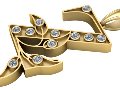Letter Z Gold PENDANT 3D PRINTABLE MODEL 3Dプリントモデル