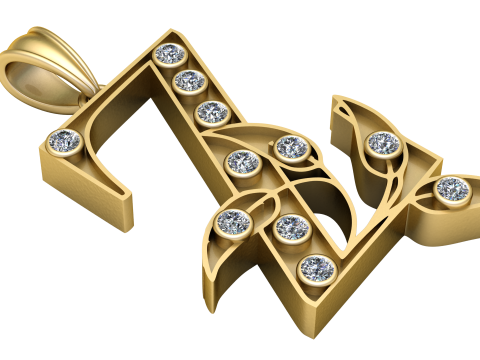 Letter Z Gold PENDANT 3D PRINTABLE MODEL 3D Baskı Modeli